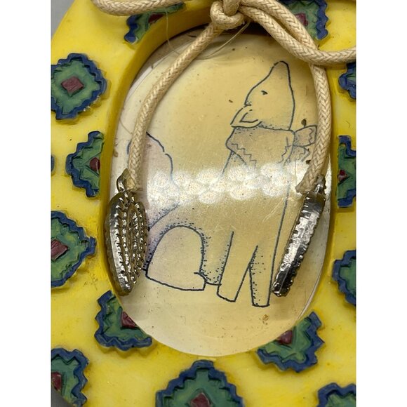 Mini frame southwestern foe skull bolo tie hanger string yellow coyote 4x3" READ - Picture 4 of 5